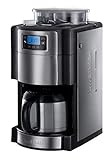 Russell Hobbs Digitale Thermo-Kaffeemaschine Buckingham Grind&Brew, 1.25l, integriertes Mahlwerk, Thermokanne, 1000 Watt, 21430-56, Edelstahl/schwarz