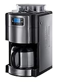 Russell Hobbs Digitale Thermo-Kaffeemaschine Buckingham Grind&Brew, 1.25l, integriertes Mahlwerk, Thermokanne, 1000 Watt, 21430-56, Edelstahl/schwarz