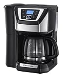 Russell Hobbs Digitale Kaffeemaschine Victory Grind&Brew, Mahlwerk für Kaffeebohnen, Mahlgradeinstellung, programmierbarer Timer, bis 12 Tassen, 1,5l Glaskanne, 1025W, Kaffeeautomat 22000-56