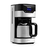 Klarstein Kaffeemaschine Arabica mit Filter - Filter-Kaffeemaschine, 800 Watt, EasyTouch Control, 1.2 L, bis 12 Tassen, inkl. Permanentfilter, silber-schwarz