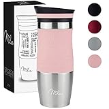 Milu Thermobecher Isolierbecher Kaffeebecher to go - 370ml 100% Auslaufsicher - Trinkbecher aus Edelstahl - Autobecher doppelwand Isolierung - Thermo Becher - Travel Mug - Rosa