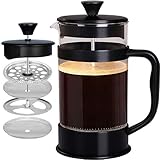 Utopia Kitchen [1 Liter/ 1000 ml] Kaffeebereiter mit Edelstahl Filter - French Press Kaffeemaschine - Französische Kaffeepresse - Französisches Pressensystem - Schwarz