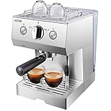 AICOK 15 Bar Espressomaschine | 1140 Watt kaffeemaschine | Cappuccino und Latte | Professionelle Milchaufschäumdüse | Schnelles Aufheizen | 1.5 L Großer Wassertank | Edelstahl