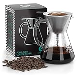 Coffee Gator Pour Over Kaffeebrüher - Mehr Geschmack mit einem papierlosen Edelstahlfilter und einer Glaskaraffe - Manueller Drip Kaffeebereiter - 400 ml