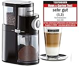 ROMMELSBACHER Kaffeemühle EKM 200 - aromaschonendes Scheibenmahlwerk, Mahlgrad einstellbar von grob bis extra fein, 2-12 Portionen, Füllmenge Bohnenbehälter 250 g, 110 Watt, schwarz