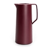 Emsa Motiva Isolierkanne, 1 Liter, Quick-Press-Verschluss, 12h heiß, 24h kalt, Glaskolben, Made in Germany, Nordisches Design, weinrot, N41702