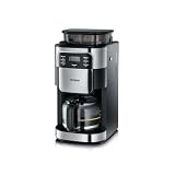 SEVERIN Kaffeemaschine mit Mahlwerk, Kaffeeautomat mit Glaskanne und Timer-Funktion, auch als Filterkaffeemaschine, Glas-Kaffeekanne für 8 Tassen, 1000 Watt, Edelstahl-gebürstet / Schwarz, KA 4810