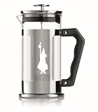 Bialetti Kaffeepresse Preziosa, French Press Filter für Kaffee oder Tee, Gehäuse aus Edelstahl und Behälter aus Borosilikatglas, spülmaschinenfest, 350 ml, für 3 Tassen