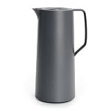 Emsa Motiva Thermoskanne 1l, Isolierkanne mit Quick-Press-Verschluss, 12h heiß, 24h kalt, Glaskolben, Made in Germany, Teekanne Thermo, Nordisches Design, anthrazit, N41701