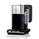 Bosch kabelloser Wasserkocher TWK8613P Abschaltautomatik, Überhitzungsschutz, Temperaturwahl, Warmhaltefunktion, 1,5 L, 2400 W, Kunststoff, Schwarz