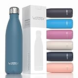 WATERSY Trinkflasche Edelstahl 500 ml, Thermosflasche BPA-Frei Thermo Trinkflaschen Kalt&Warm Auslaufsicher Metall，Wasserflasche Doppelwandig Sport für Gym, Fahrrad, Sprudel