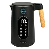 EMERIO Wasserkocher Edelstahl 1,7 L – Isolierte Doppelwand – Temperaturwahl 40–100 °C in 5 °C Schritten – Digitales Display mit Tee- & Warmhaltefunktion – 2200 W – Auto‑Off | WK‑132230