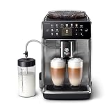 Saeco Kaffeevollautomat GranAroma, Schwarz, 16 Kaffeespezialitäten | intuitives Farbdisplay, 4 Benutzerprofile, Keramikmahlwerk (SM6585/00)