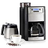 Klarstein 1,25L Kaffeemaschine mit Mahlwerk & Timer, Kaffeemaschine Filtermaschine mit Aktivkohlefilter, 1000W Filter Kaffeemaschine Groß für 10 Tassen Kaffee, Filterkaffeemaschine mit 5 Mahlstufen