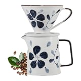 Mafagwre Pour Over Kaffeebereiter Mit Keramikbecher, Pour Over Kaffeebrüher, Tropfkaffeemaschine, Manueller Drip Kaffeebereiter, Handgezeichnet Kaffeemaschinen-Set Mit Keramik-Kaffeetropfe (A)