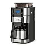 Barista Filterkaffeemaschine mit verstellbarem Mahlwerk | Warmhaltefunktion, 24h Timer & Permanentfilter | Für 10 Tassen Kaffee | Kaffeemaschine für Bohnen & Pulver [Edelstahl]