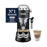 De'Longhi Dedica Style - Perfetto Kompakte Siebträgermaschine Espressomaschine mit Tasten, manuellem Milchaufschäumer für Espresso und Cappuccino, ESE Pad geeignet, 15cm breit, Schwarz (EC685.BK)