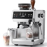 AMZCHEF Siebträgermaschine mit Mahlwerk, 20 Bar, Cold Brew,Edelstahl
