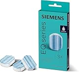 Siemens Entkalkungstabletten, 3 Stück, passend für alle Kaffeevollautomaten der EQ Reihe und Einbauvollautomaten, für ein langes Maschinenleben, TZ80002A